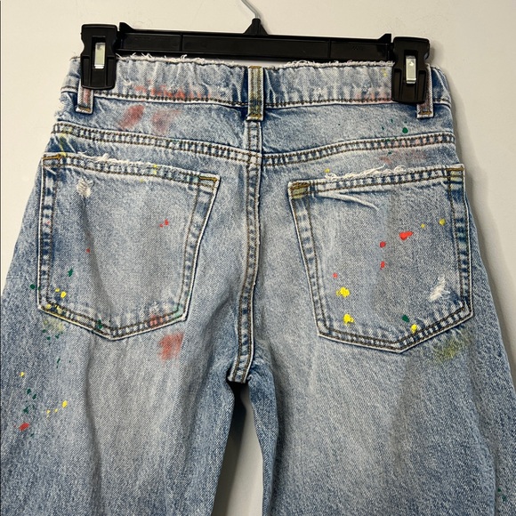 Zara Kids Relaxed Straight Leg Colorful Paint-Splatter Denim Jeans Girls Size 10 - Picture 5 of 9